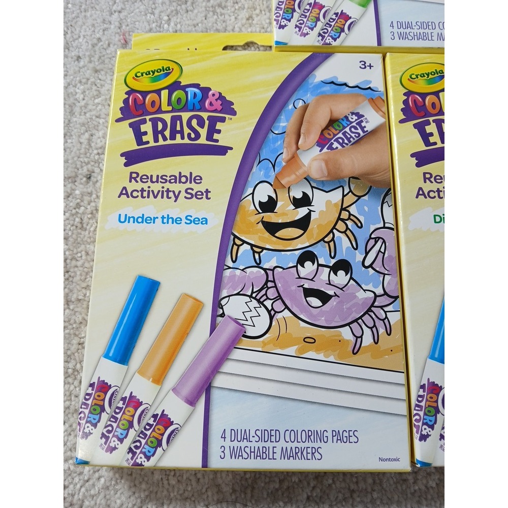 New Crayola Color & Erase Dinosaurs/Under The Sea Reusable Activity Set Markers - Picture 3 of 13